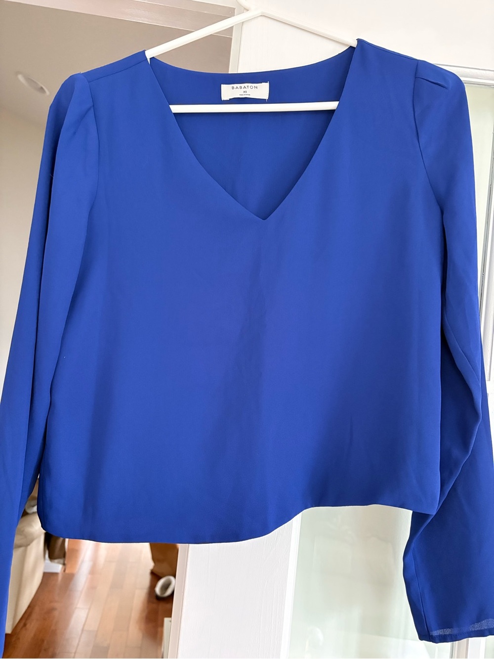 Babaton Cobalt V-Neck Long Sleeve, Blouse, Size XS